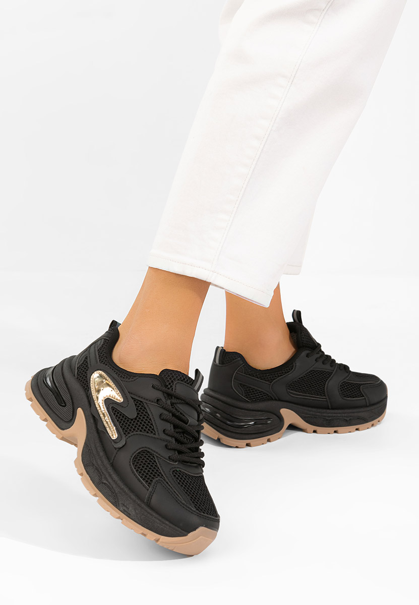 Czarne sneakersy na koturnie Ismira