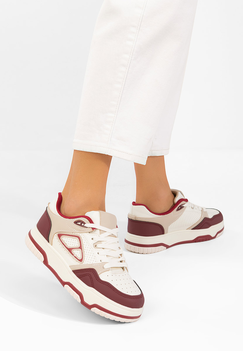 Bordowe sneakersy na platformie Damarya