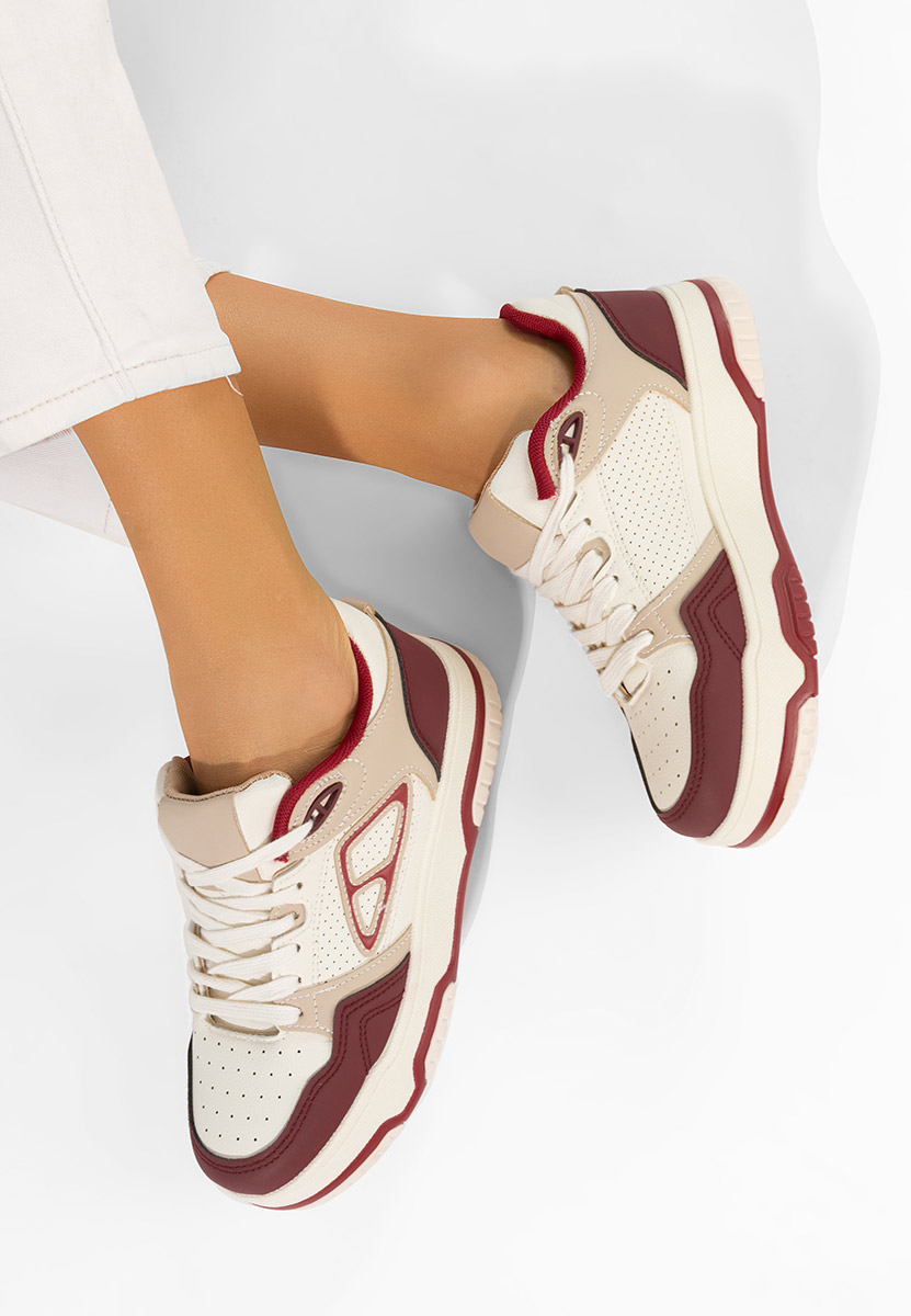 Bordowe sneakersy na platformie Damarya