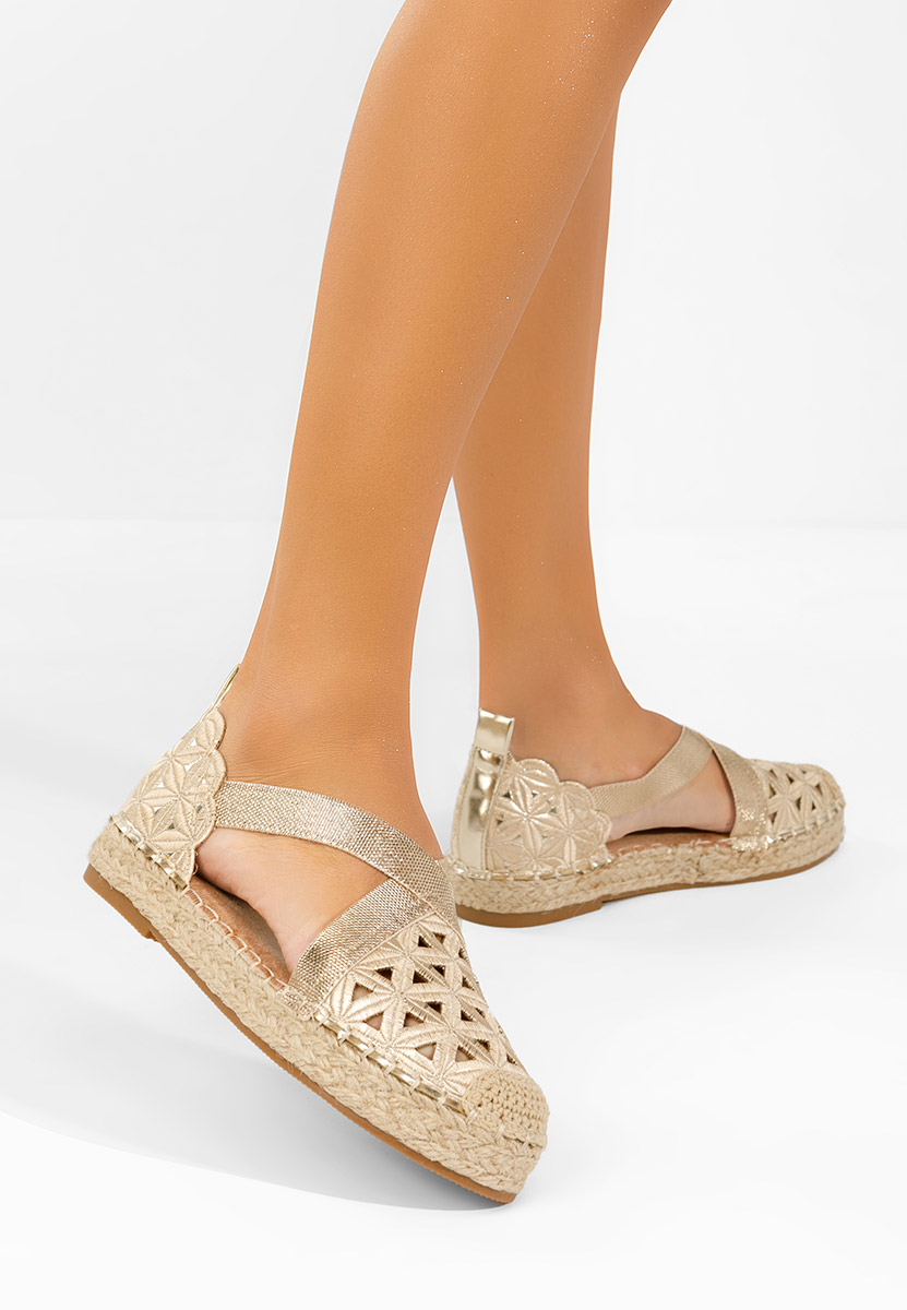 Złote espadryle damskie Feliania