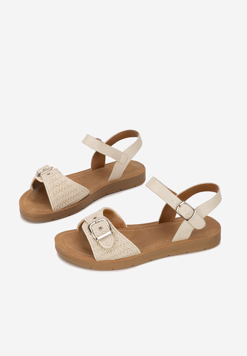 Khaki sandały płaski Aynia