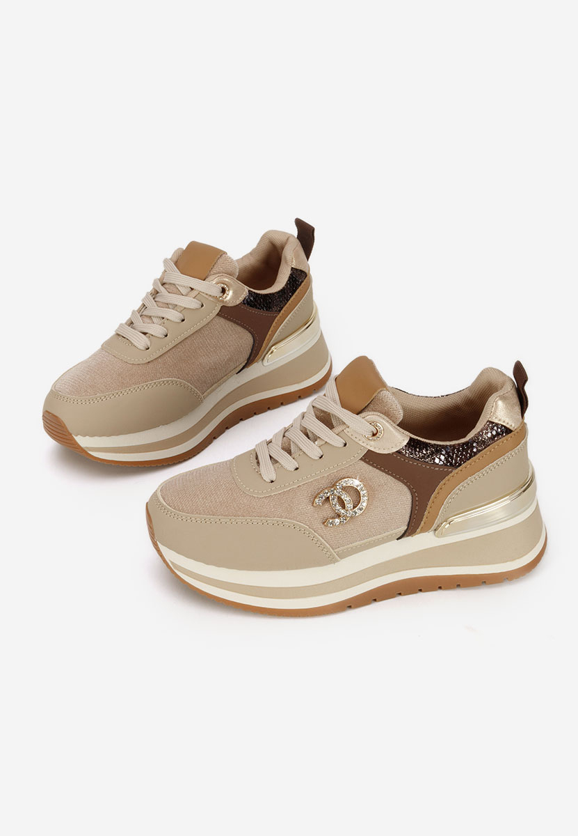 Khaki sneakersy na platformie Liliza