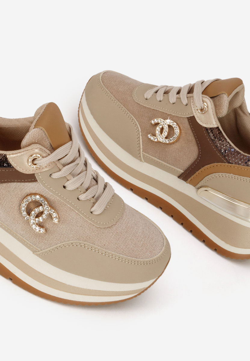 Khaki sneakersy na platformie Liliza
