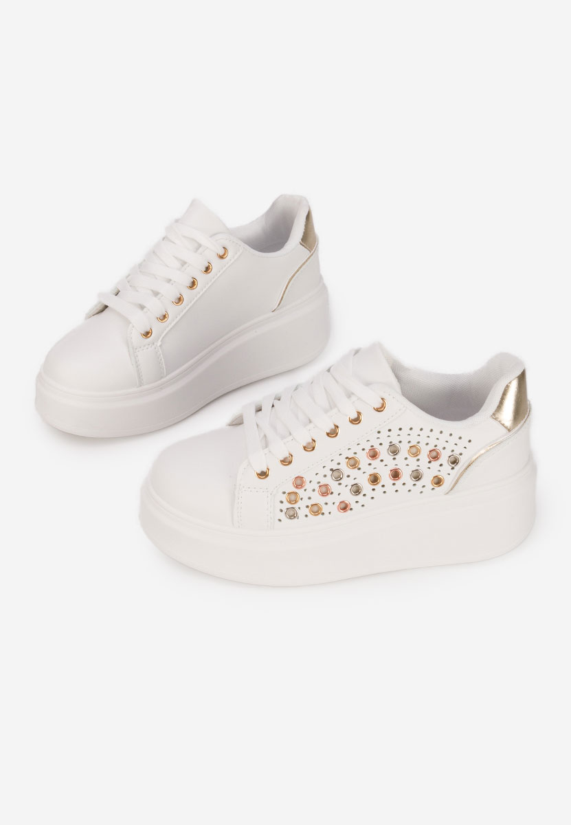 Złote sneakersy na platformie Charolette