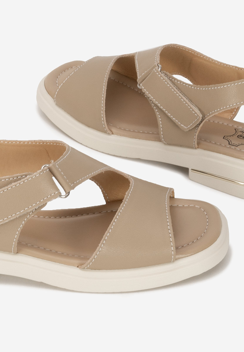 Khaki sandały damskie skórzane Isadoria