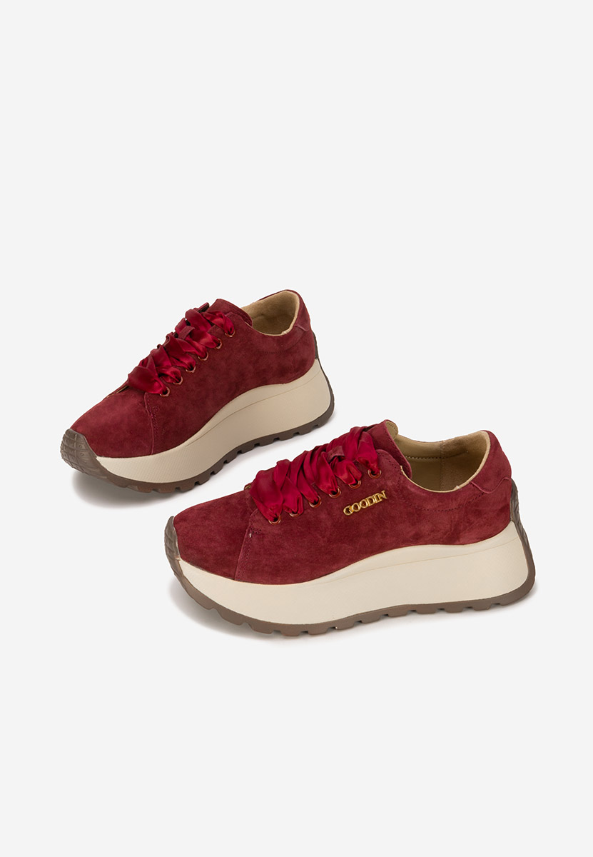 Bordowe sneakersy damskie Gonelia