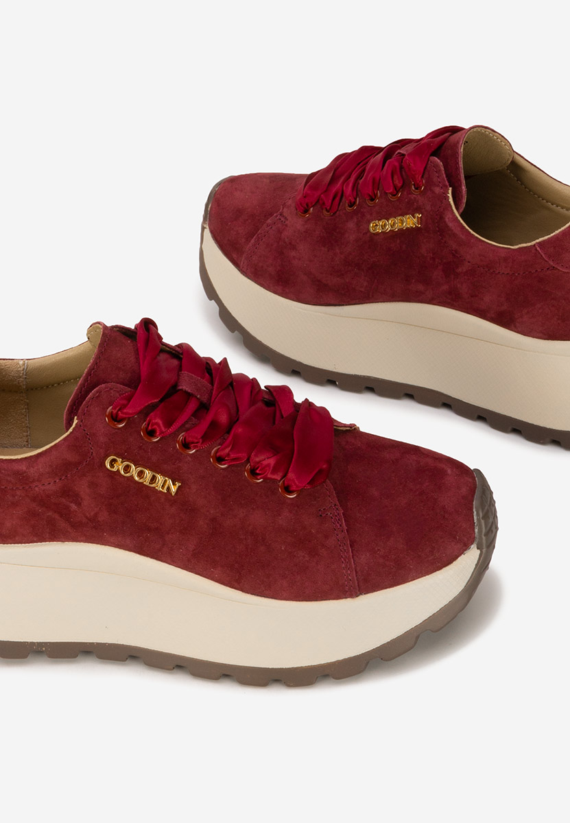 Bordowe sneakersy damskie Gonelia
