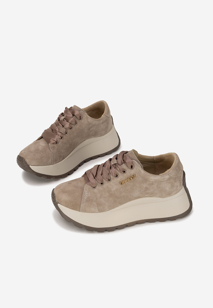 Brązowe sneakersy damskie Gonelia