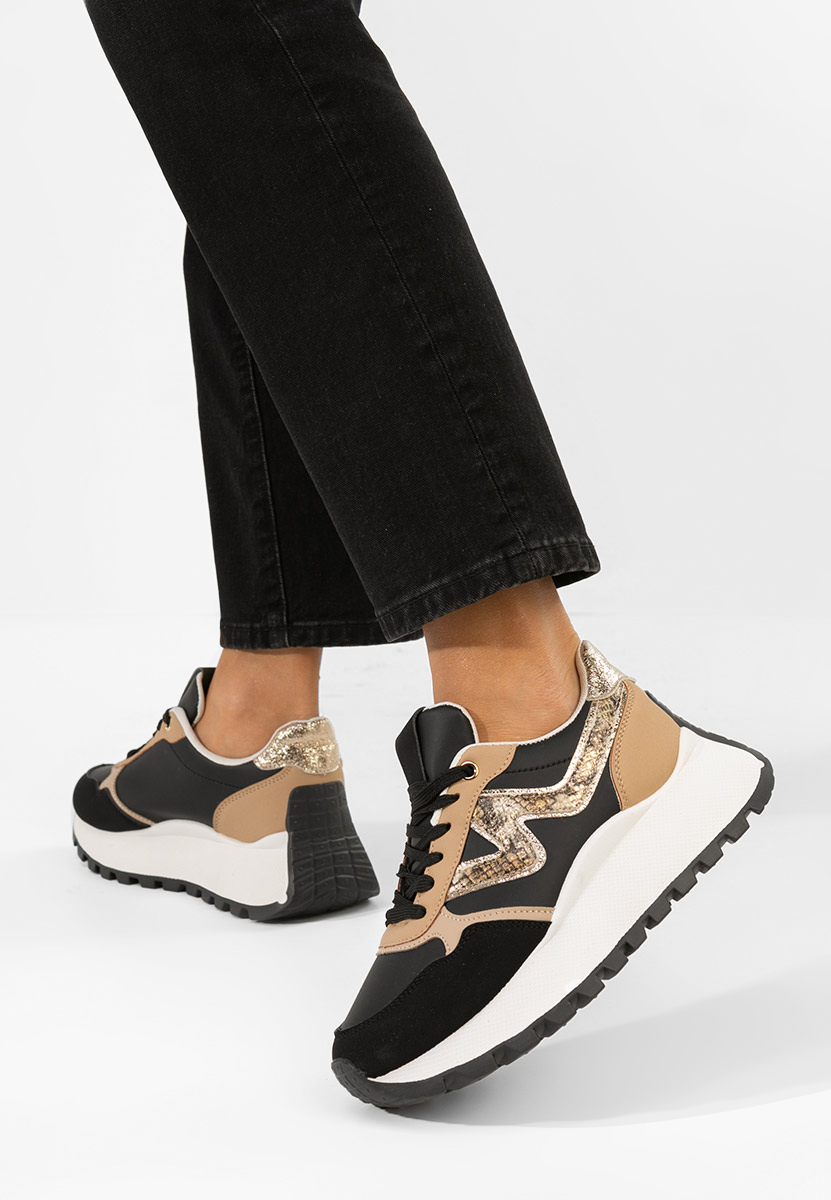 Czarne sneakersy na platformie Catrinela