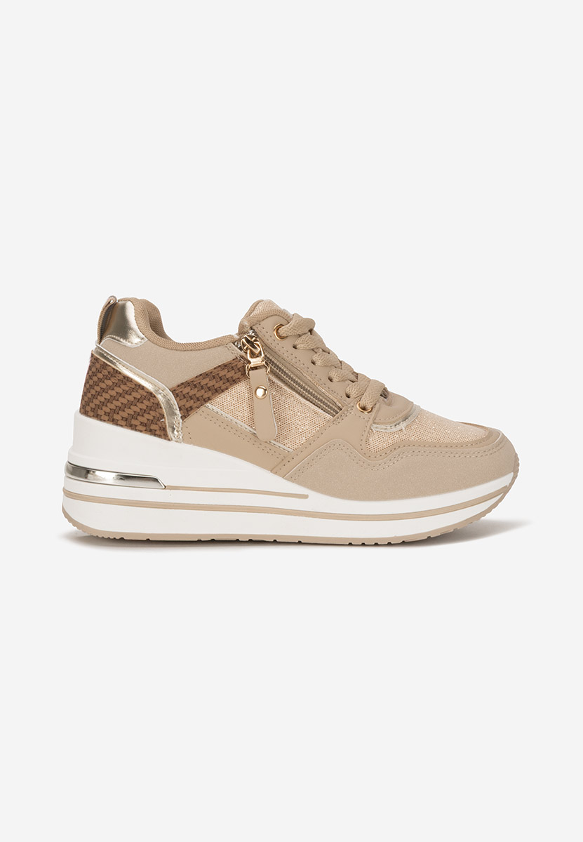 Khaki sneakersy na koturnie Snuvira