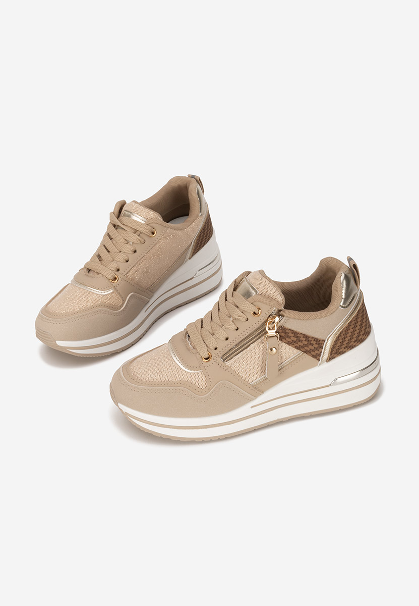 Khaki sneakersy na koturnie Snuvira