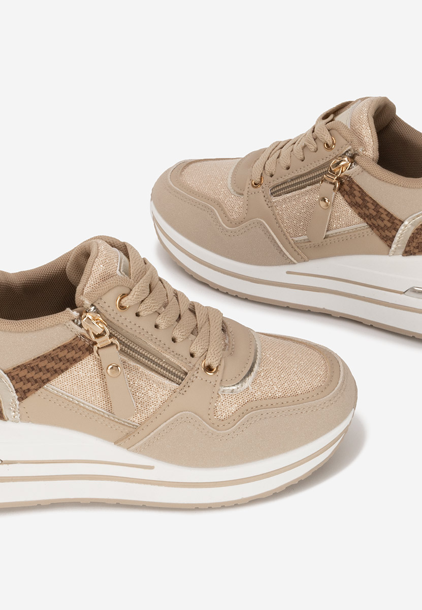 Khaki sneakersy na koturnie Snuvira