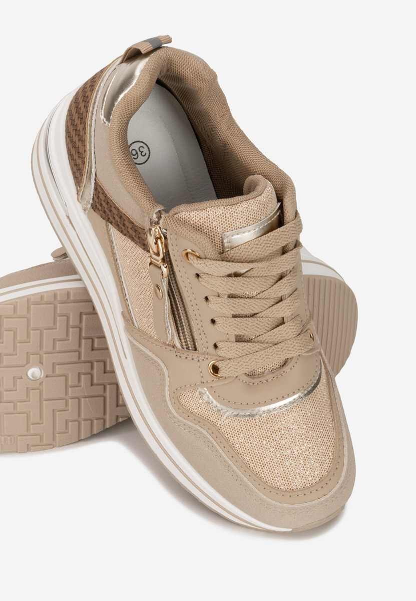 Khaki sneakersy na koturnie Snuvira