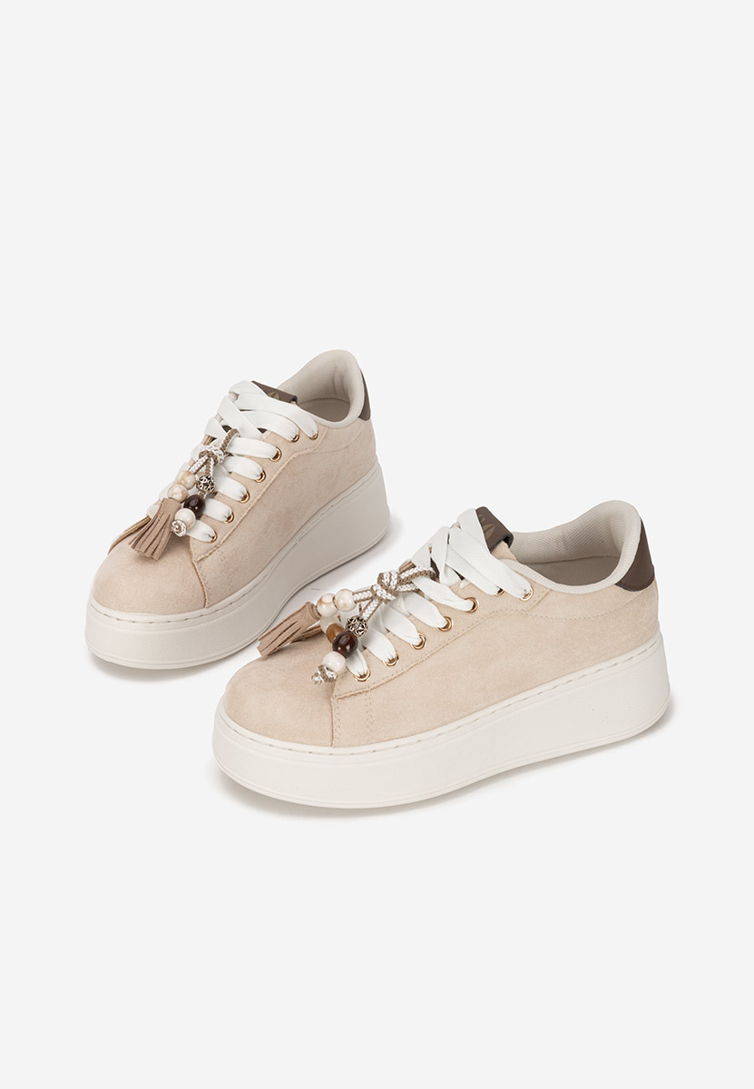 Beżowe sneakersy na platformie Zoira