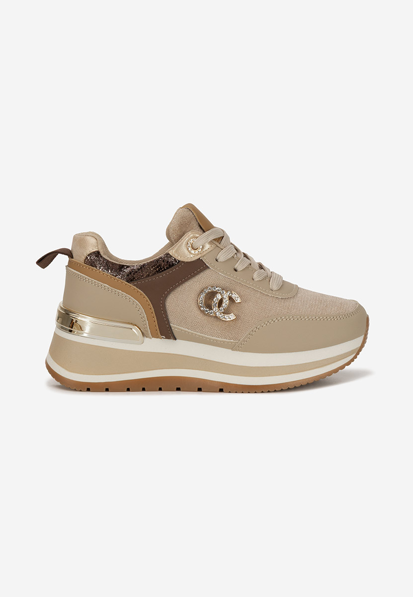 Khaki sneakersy na platformie Liliza