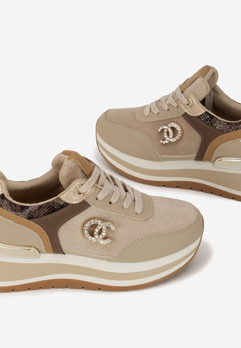 Khaki sneakersy na platformie Liliza