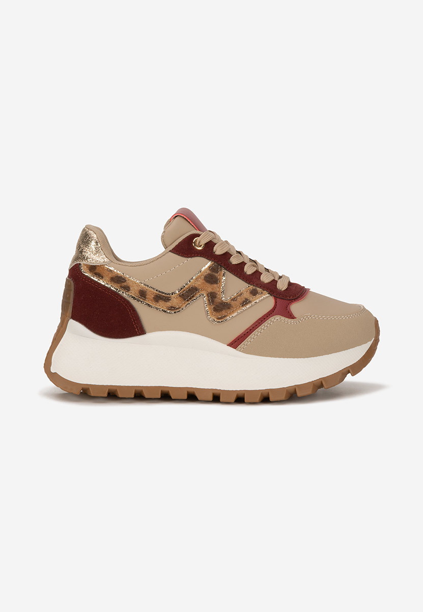 Bordowe sneakersy na platformie Catrinela