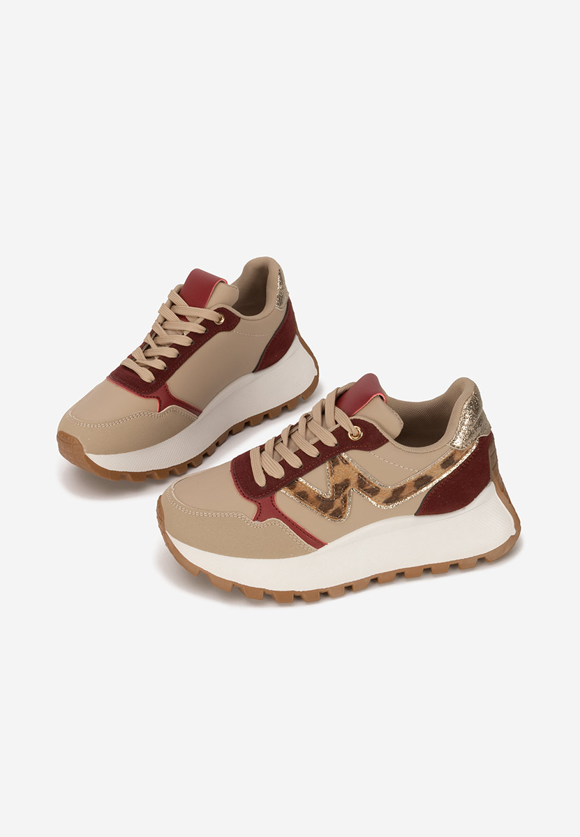 Bordowe sneakersy na platformie Catrinela