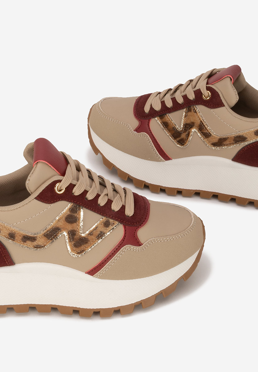 Bordowe sneakersy na platformie Catrinela
