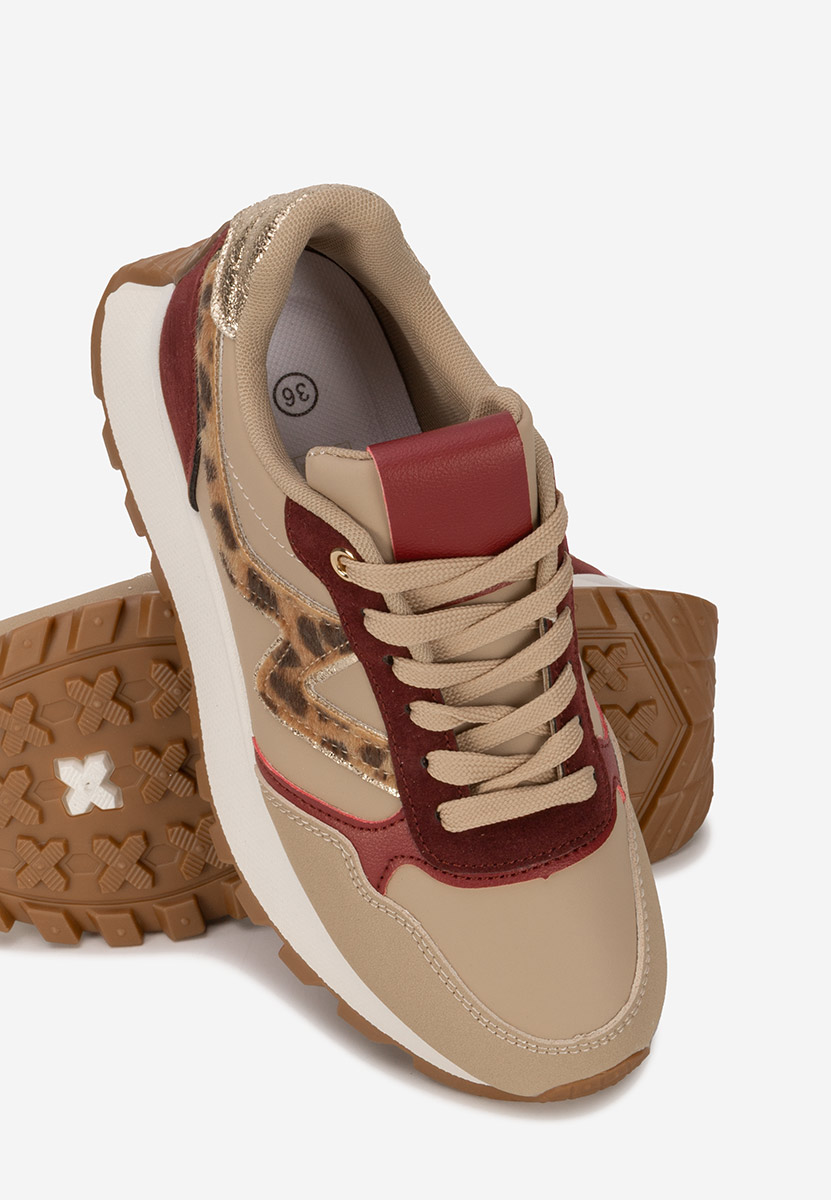 Bordowe sneakersy na platformie Catrinela