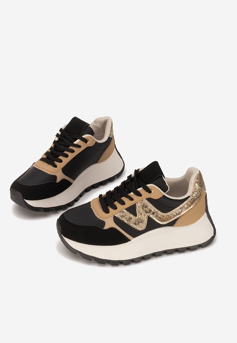 Czarne sneakersy na platformie Catrinela