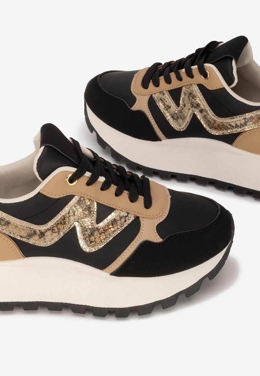 Czarne sneakersy na platformie Catrinela