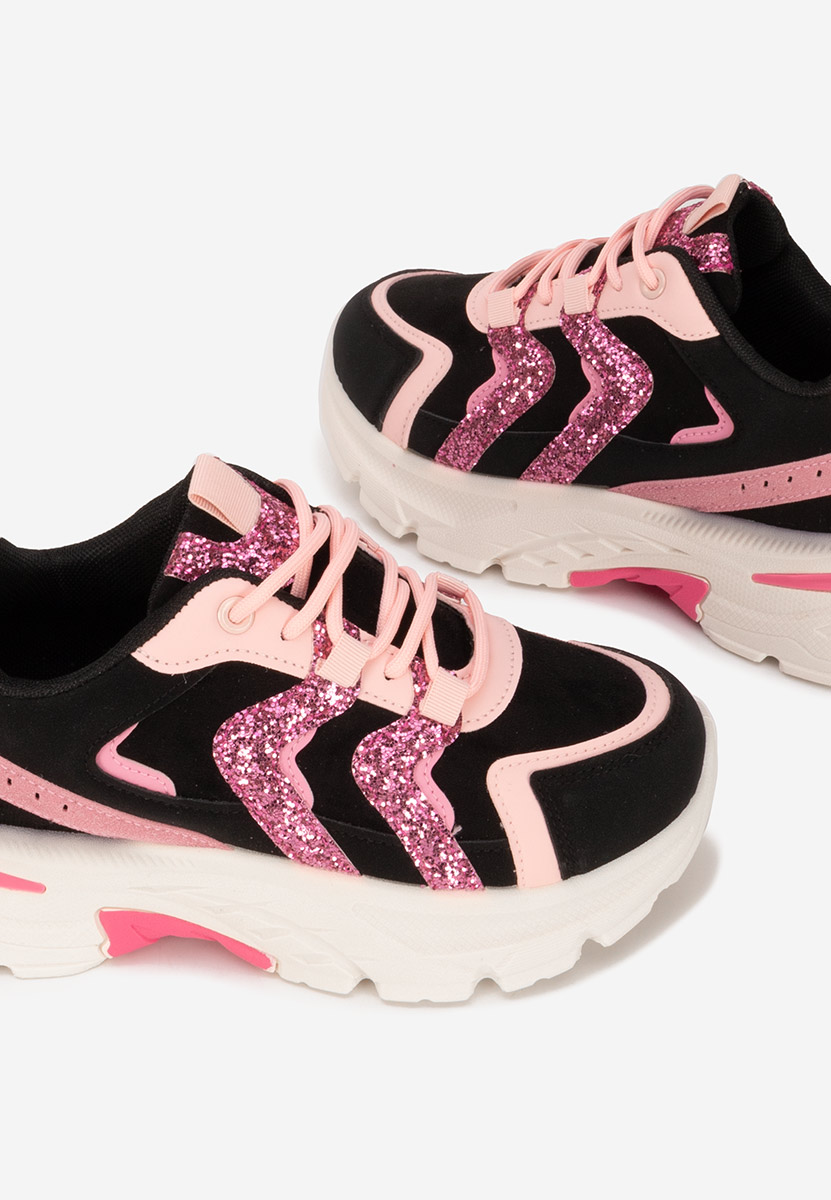 Czarne sneakersy na platformie Odinea