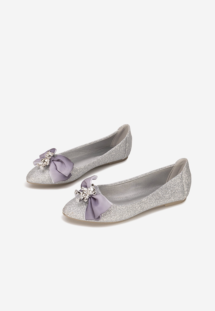 Srebrne eleganckie baleriny Adelyma