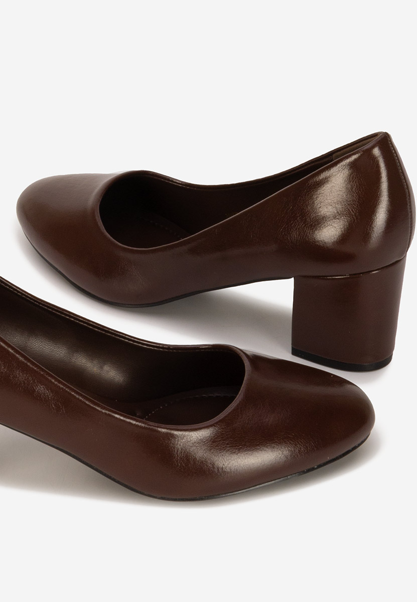 Brązowe czółenka na słupku Selinay