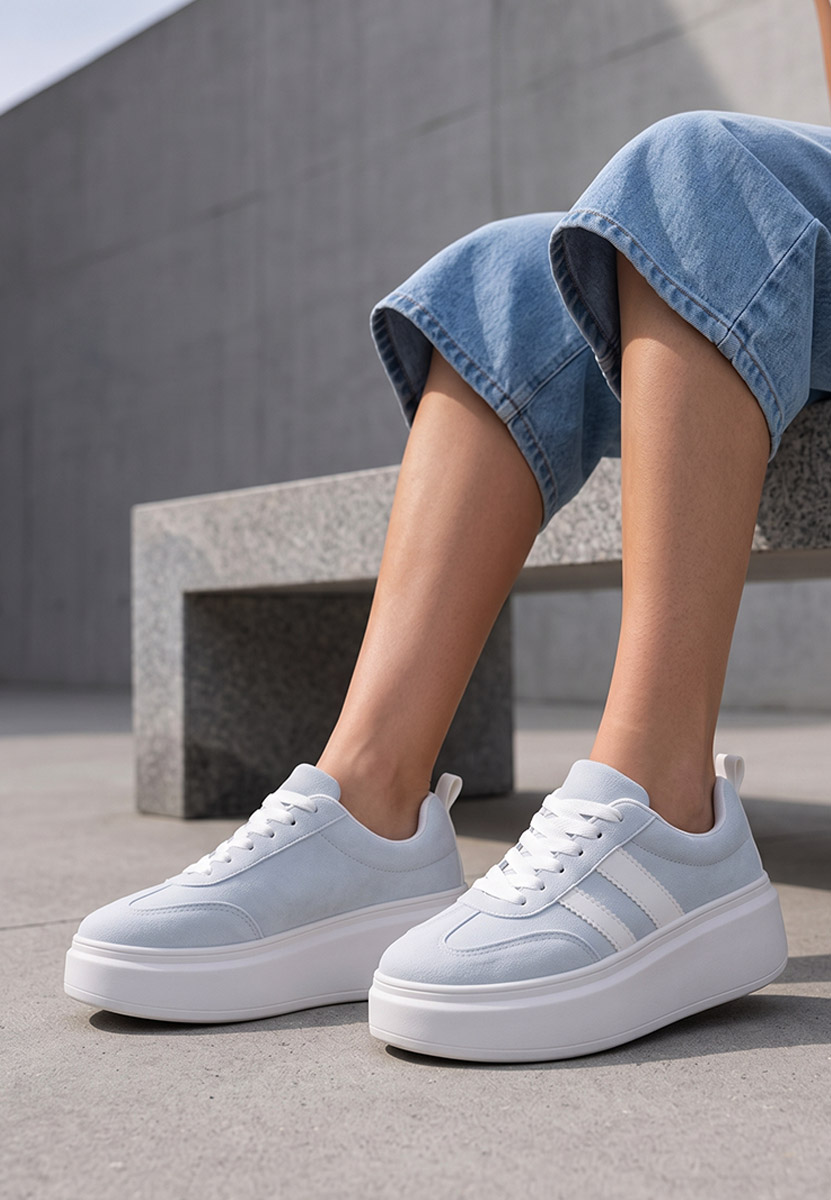 Niebieskie sneakersy na platformie Semana