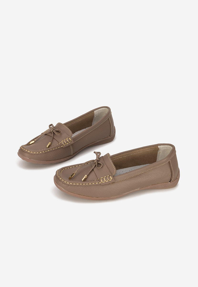 Khaki mokasyny damskie skórzane Nemesia