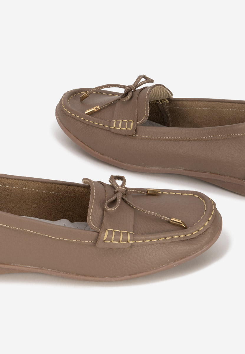 Khaki mokasyny damskie skórzane Nemesia