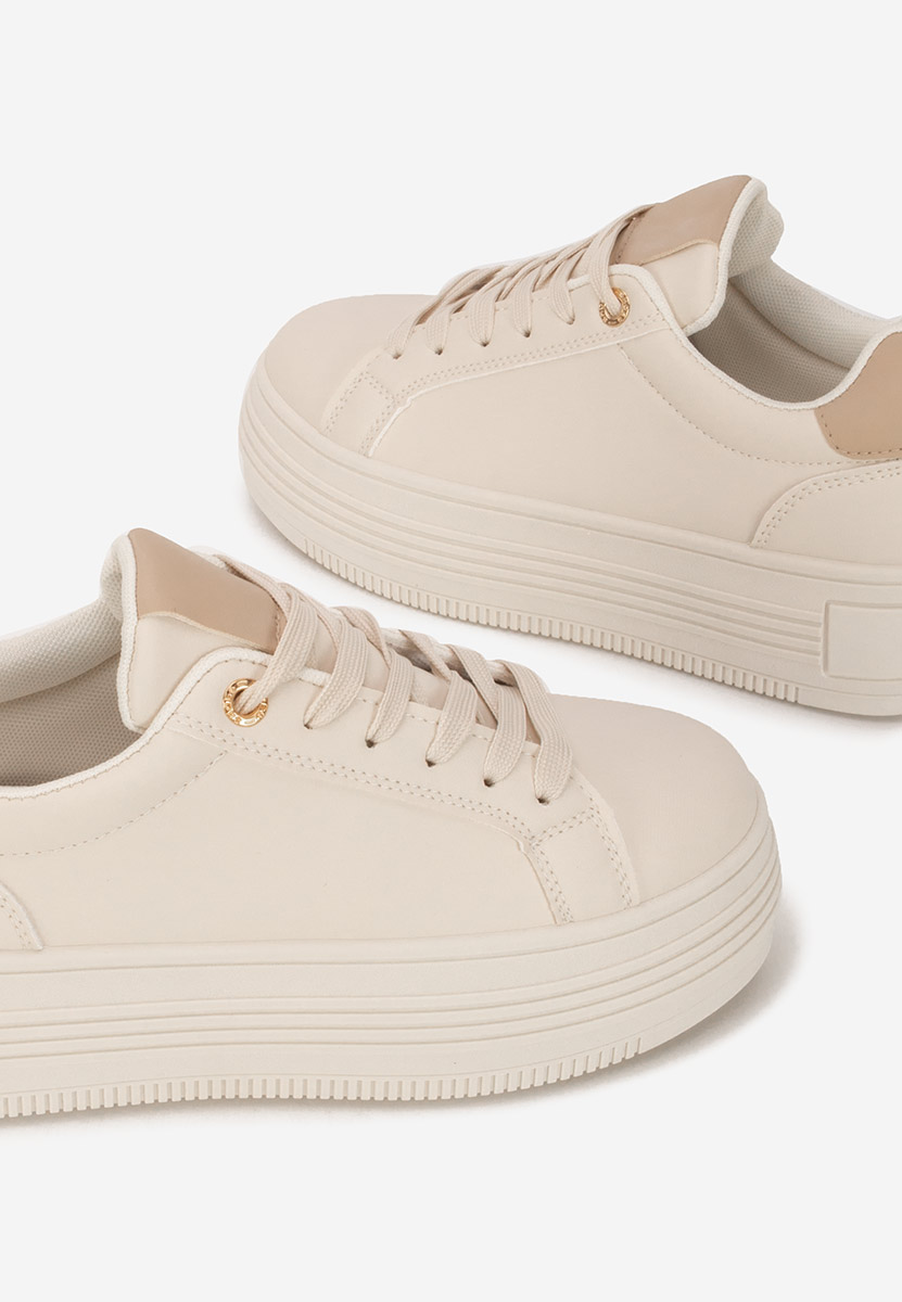 Beżowe sneakersy na platformie Sidoneya