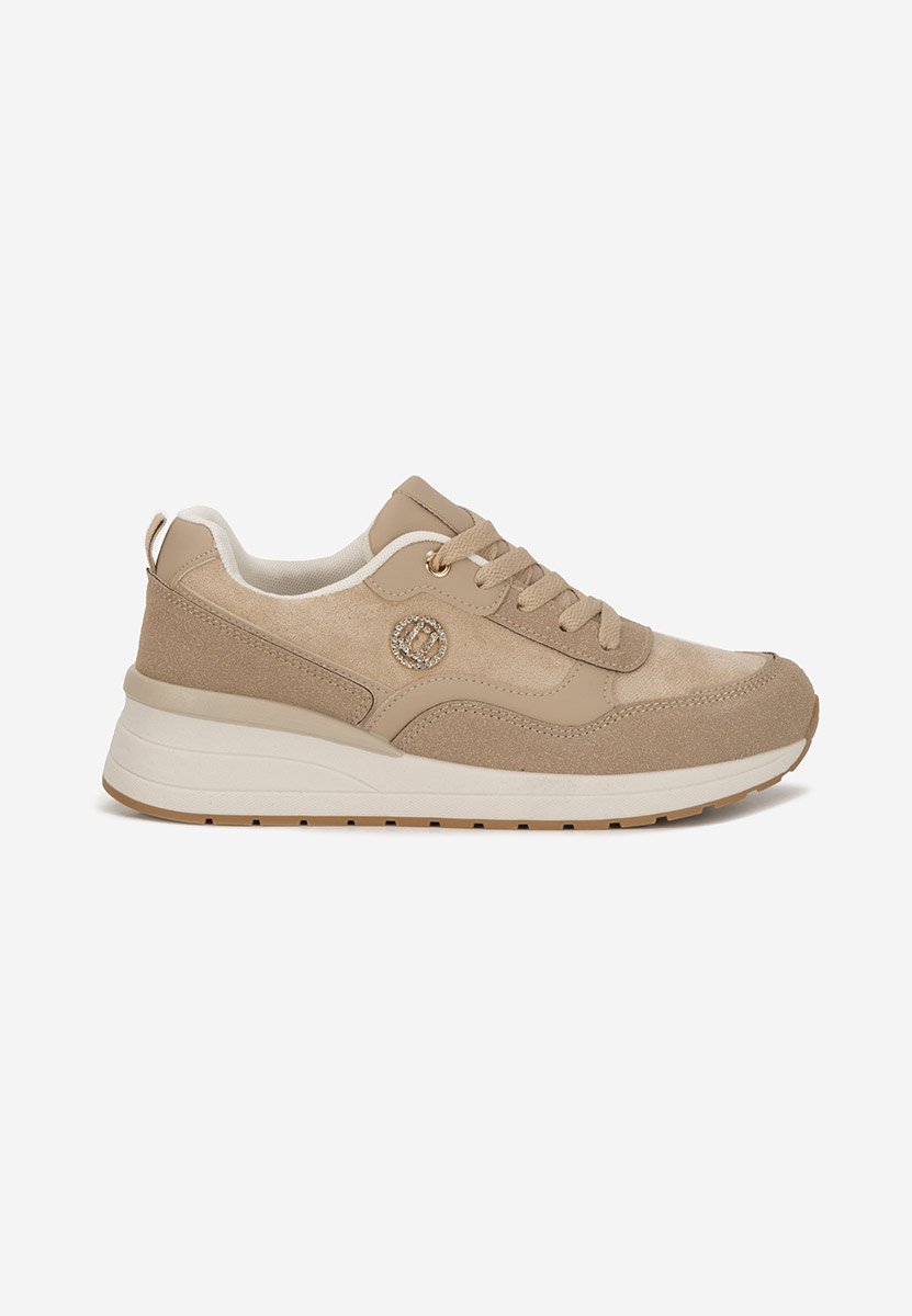 Beżowe sneakersy na koturnie Sindya