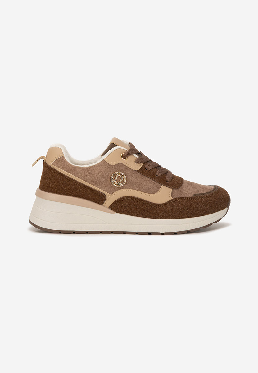 Brązowe sneakersy na koturnie Sindya