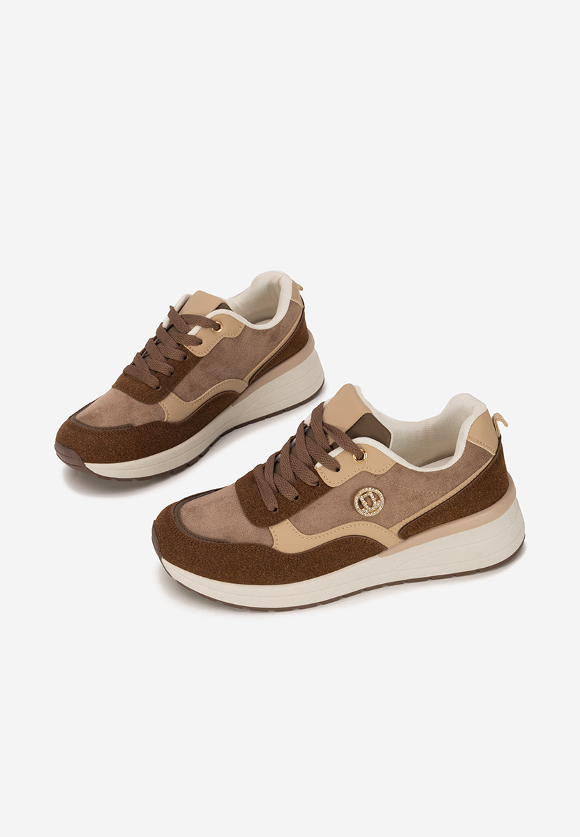 Brązowe sneakersy na koturnie Sindya