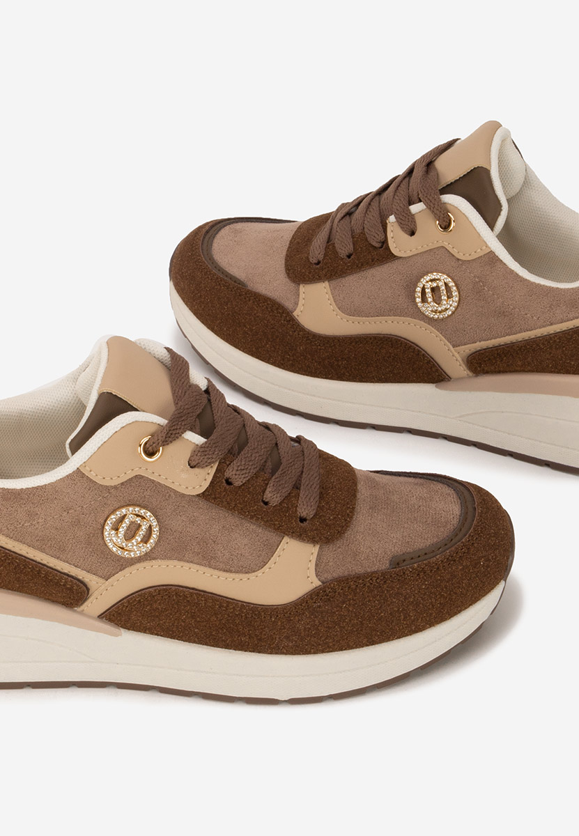 Brązowe sneakersy na koturnie Sindya