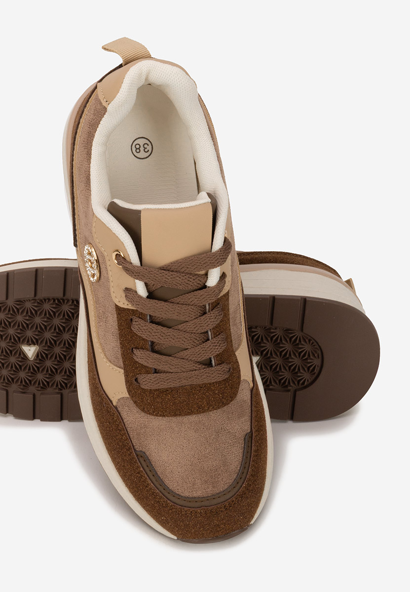 Brązowe sneakersy na koturnie Sindya