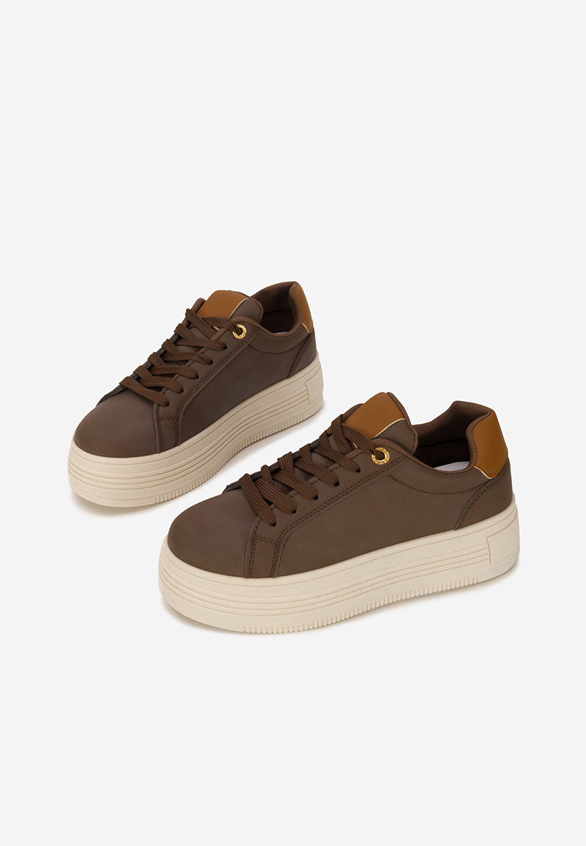 Brązowe sneakersy na platformie Sidoneya