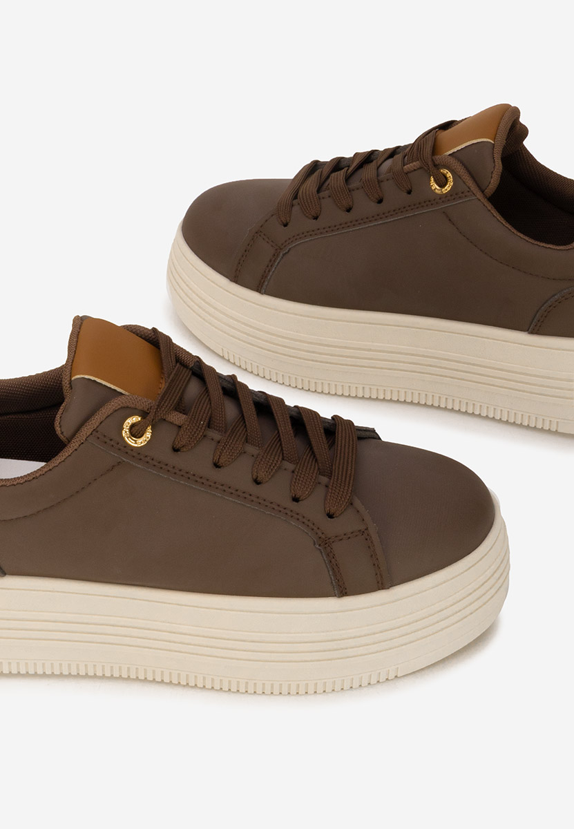 Brązowe sneakersy na platformie Sidoneya