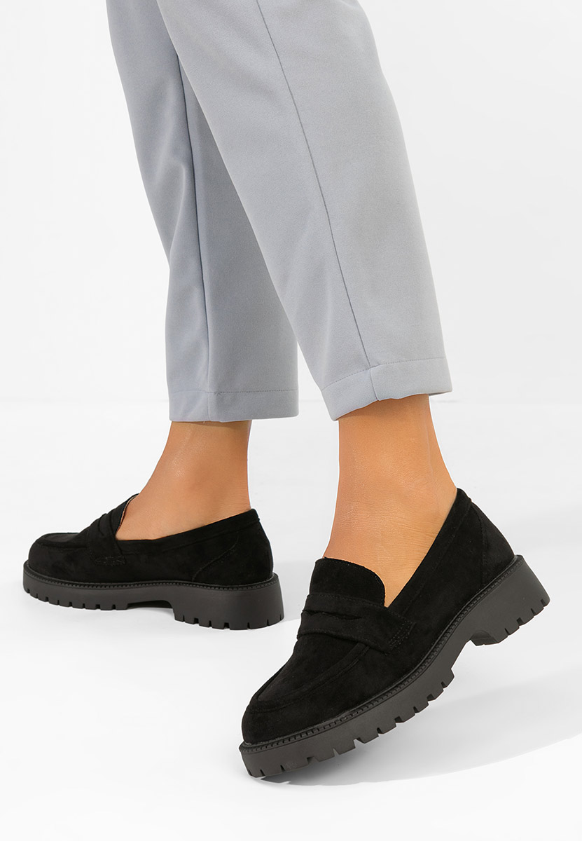 Czarne loafers damskie Senilia