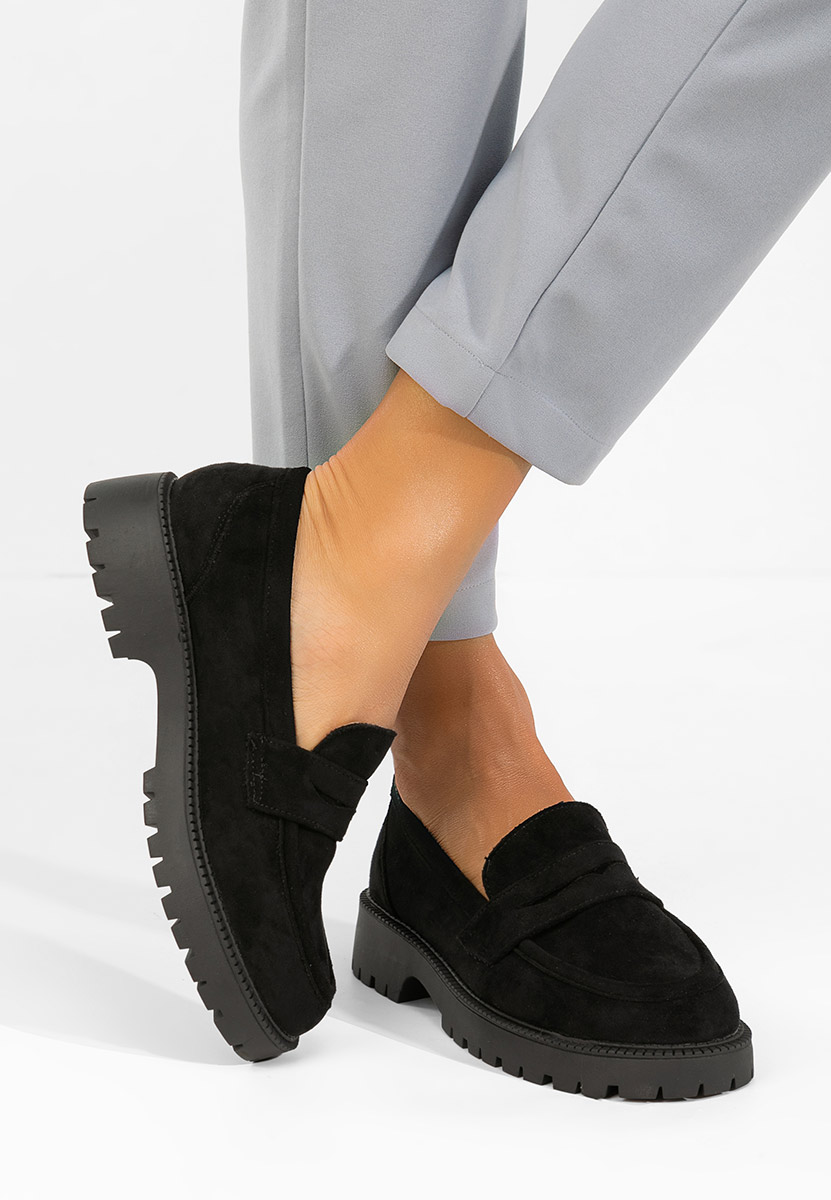 Czarne loafers damskie Senilia