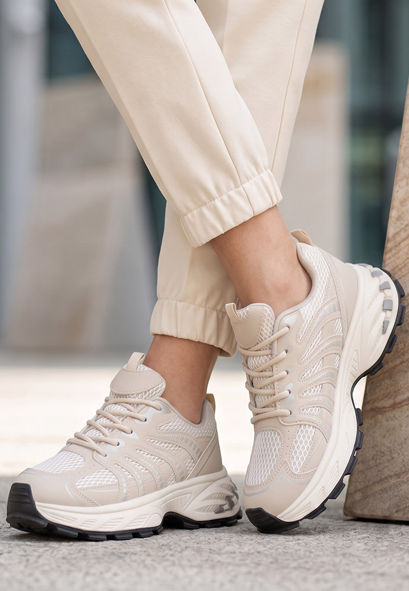 Beżowe sneakersy damskie Maliania