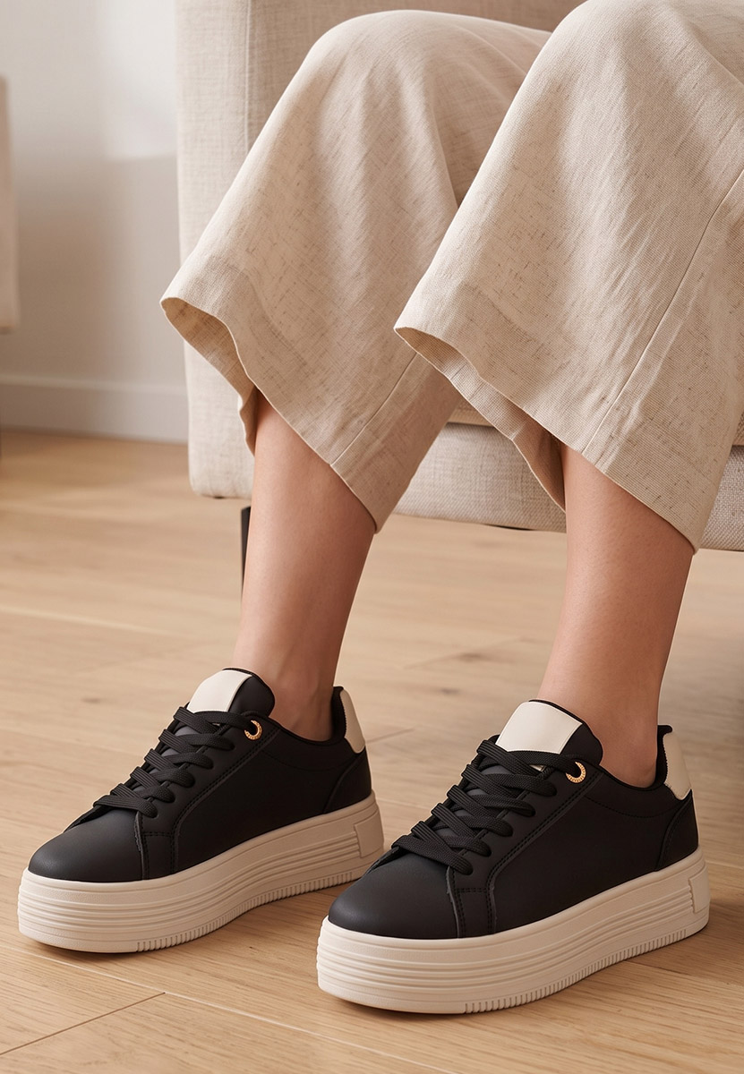 Czarne sneakersy na platformie Sidoneya