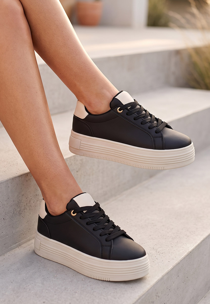 Czarne sneakersy na platformie Sidoneya