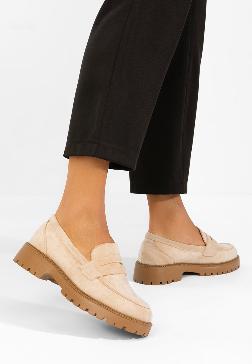 Beżowe loafers damskie Senilia