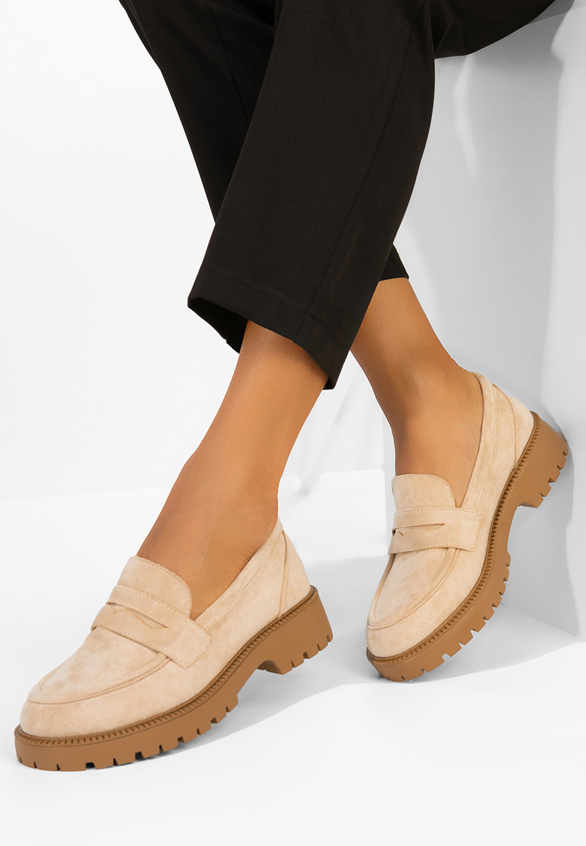 Beżowe loafers damskie Senilia