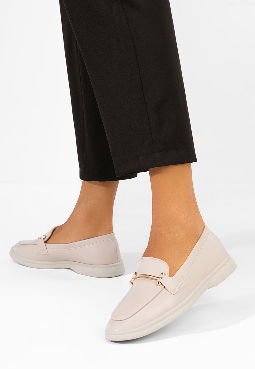 Beżowe loafers damskie Sevalia