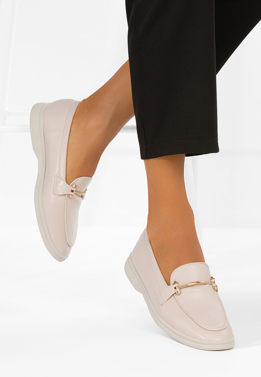 Beżowe loafers damskie Sevalia