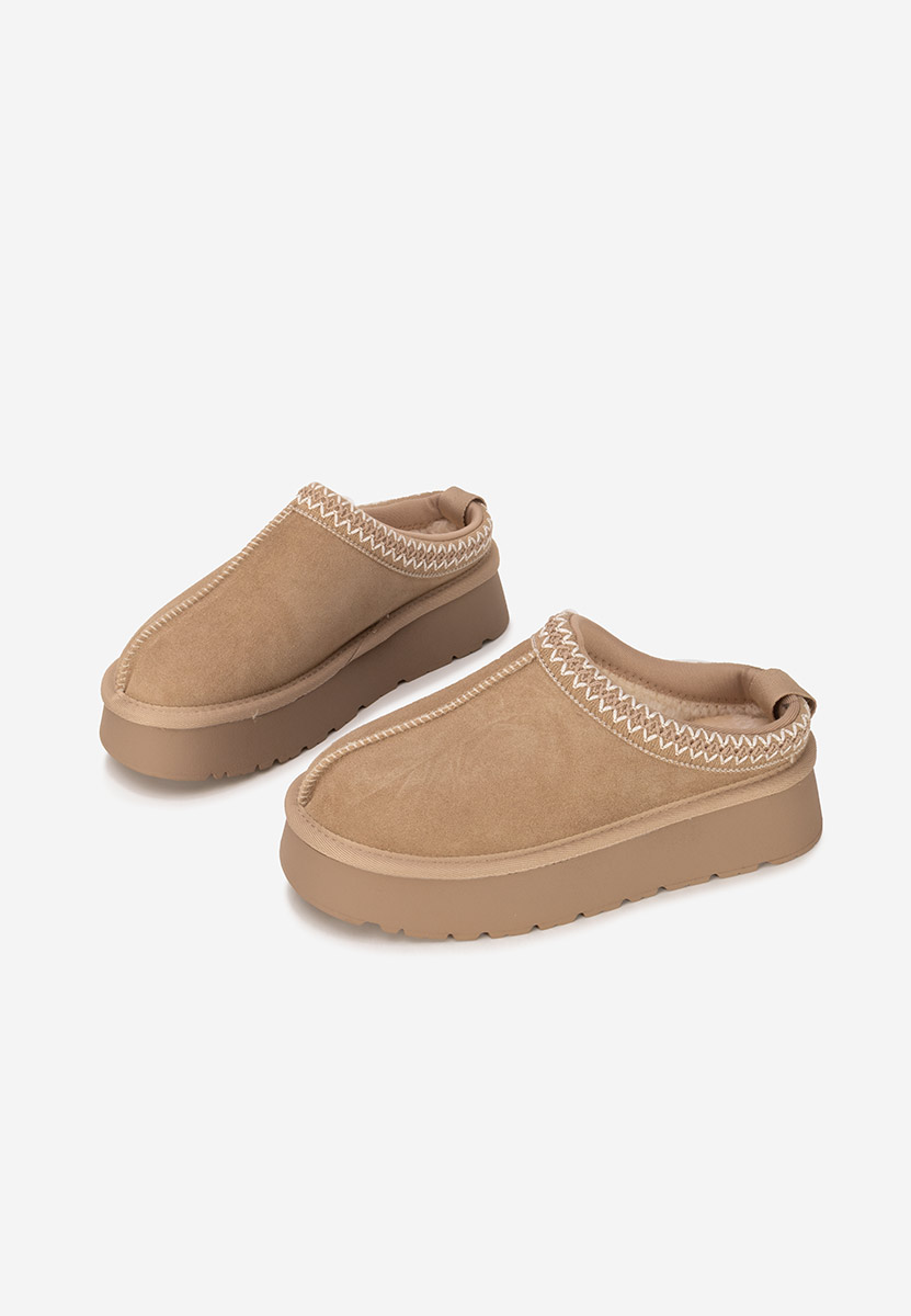 Khaki klapki skórzane Alorra